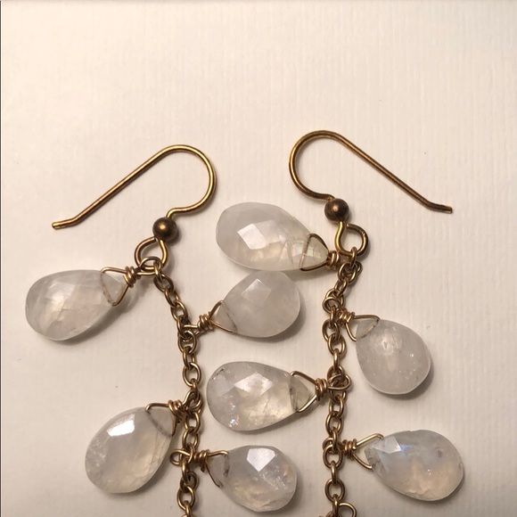Moonstone gold filled beaded earrings - Picture 7 of 8